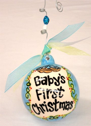 Glory Haus Baby’s First Birds in Nest Ball Ornament, 4 by 4-Inch, Blue