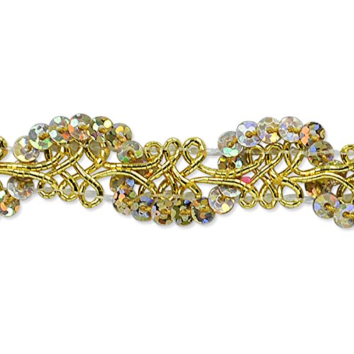 Expo International Lila Sequin Loop Braid Trim Embellishment, 20-Yard, Gold