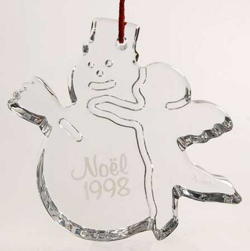 Baccarat 1998 Snowman with Cherub Ornament