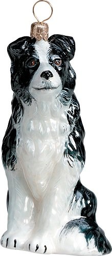 Joy to the World Collectibles European Blown Glass Pet Ornament, Border Collie