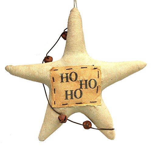 Primitives by Kathy, Jenn Steffa ‘Ho Ho Ho’ Vintage Canvas Star Christmas Ornament