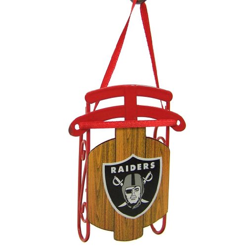 Oakland Raiders Official NFL 3.5″ Metal Sled Christmas Ornament by Topperscot