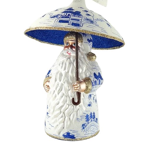 David Strand Kurt Adler Stormy Weather Blue Canton Ornament, 6.5-Inch