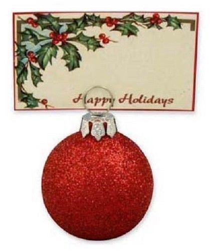 Bethany Lowe Christmas – Red Bulb Ornament Place Card Holders, Set of 6 – lo9439