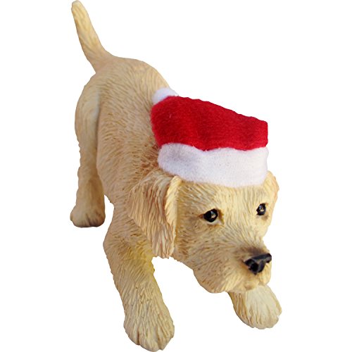 Sandicast Yellow Labrador Retriever with Santa Hat Christmas Ornament