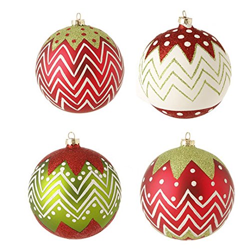 RAZ Imports -4″ Glittered Ball Ornaments – Set of 4