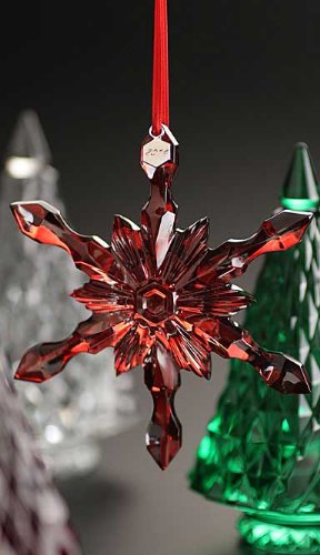 Baccarat 2014 Snowflake Ornament, Red Mirror