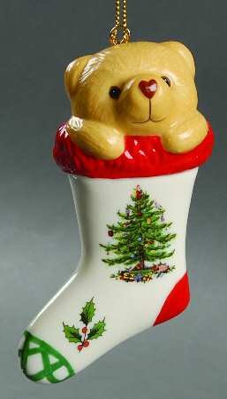 Spode Christmas Tree Ornament Bear In Stocking