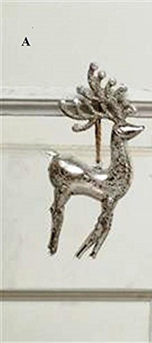 Creative Co-Op Silent Night Collection Mercury Glass Deer Ornament, Choice of Style (A)