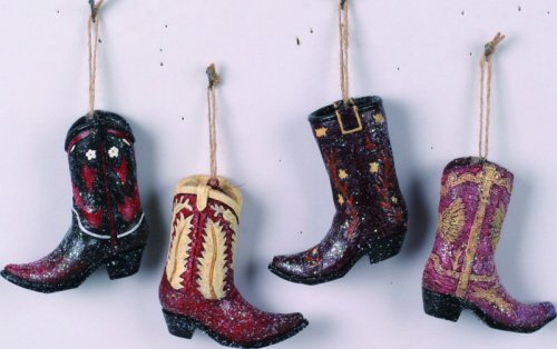 Western Cowboy Boot Resin Christmas Tree Ornament