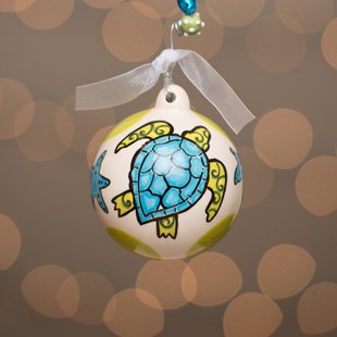 Glory Haus Sea Turtle Ball Ornament. Comes with a Decorative Ribbon.