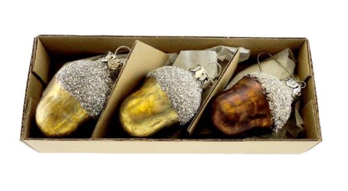 Bethany Lowe Vintage Acorn Glass Ornaments Boxed Vintage Styled