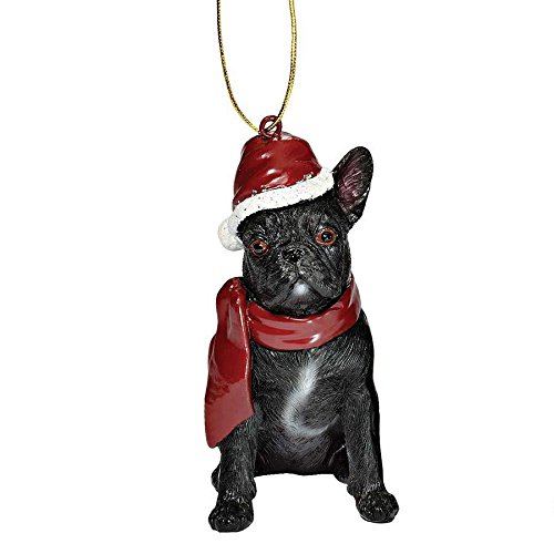 Design Toscano JH576324 French Bulldog Holiday Dog Ornament Sculpture, Full Color