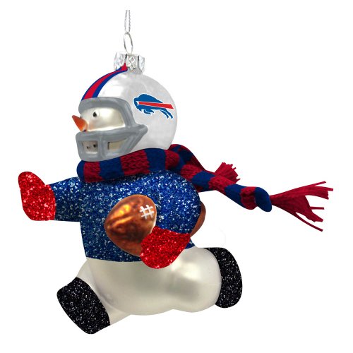 Buffalo Bills Glass Snowman Player Christmas Ornament