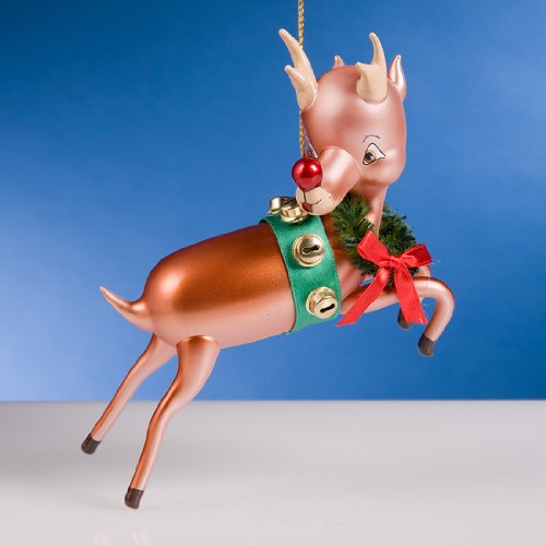 De Carlini Reindeer From Santa’s Sleigh Italian Mouthblown Glass Christmas Ornament
