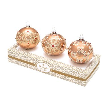 Christopher Radko Cognac Boxed Glass Ornaments Set