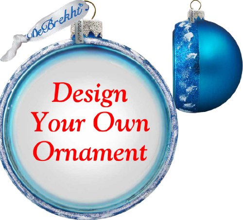 Personalize Your Photo on Original Handcrafted Glass Ornament (Ball in Blue)