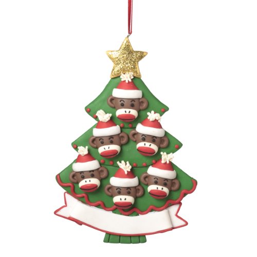 Midwest CBK Sock Monkey Family Of 6 Personalizable Christmas Ornament