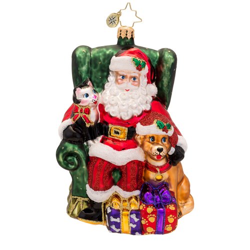 Christopher Radko Paws and Claus Christmas Ornament