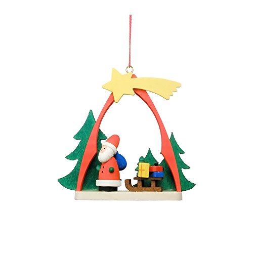 10-0862 – Christian Ulbricht Ornament – Santa with Sled in Arch – 2.75″”H x 2.25″”W x 1″”D