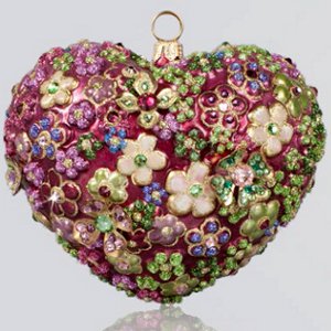 Jay Strongwater Blossom Heart Glass Ornament