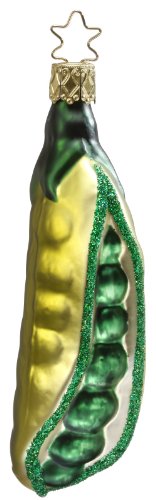 Inge Glas Pea Pod Vegetable Mouth Blown Glass German Christmas Ornament