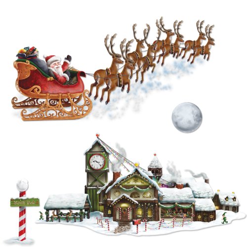 Santa’s Sleigh & Workshop Props Party Accessory (1 count) (4/Pkg)