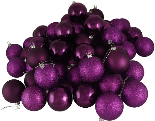 Vickerman Passion 4-Finish Ornament Set, Includes 32 Per Box, 3-Inch, Purple