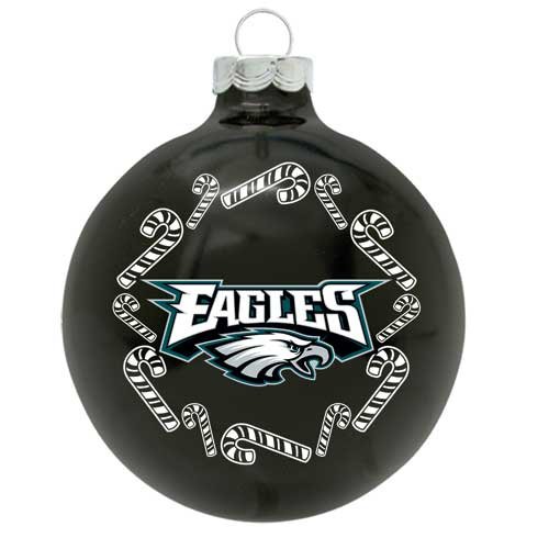 Philadelphia Eagles 2 5/8” Painted Round Candy Cane Christmas Tree Ornament