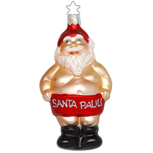 Inge Glas Naked Santa Pauli Glass Christmas Ornament 68440