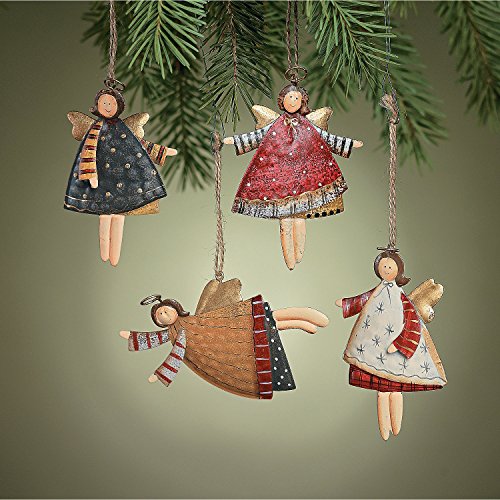 Lot of 12 Dancing Tin Angels Christmas Tree Ornaments