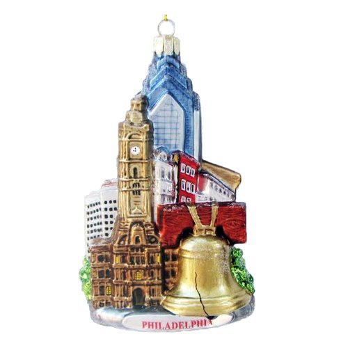 Kurt Adler C4109 Philadelphia Glass Cityscape Ornament, 5-Inch