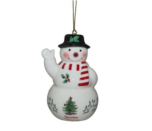 Spode Christmas Tree Snowman with Black Hat Ornament