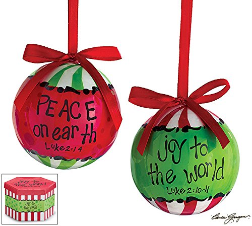 Peace and Joy Christmas Tree 3″ Ball Ornament – Xmas Holiday Novelty Hanging Decorative Accessory (14)