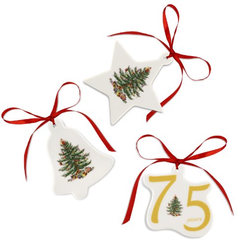 Spode Christmas Tree 75th Anniversary Tree Ornaments, Set of 3