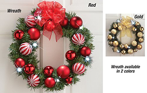 15″ Led Holiday Ornament Wreath Door Decor Red