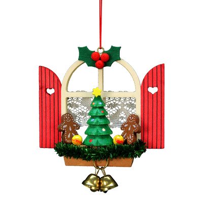 10-0569 – Christian Ulbricht Ornament – Window with Gingerbread – 3″”H x 3″”W x 1″”D