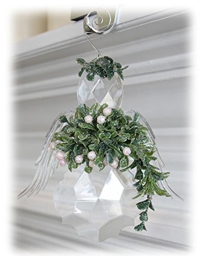 Ganz Mistletoe Kissing Krystal Angel Ornament 9.5″ – White Pearl