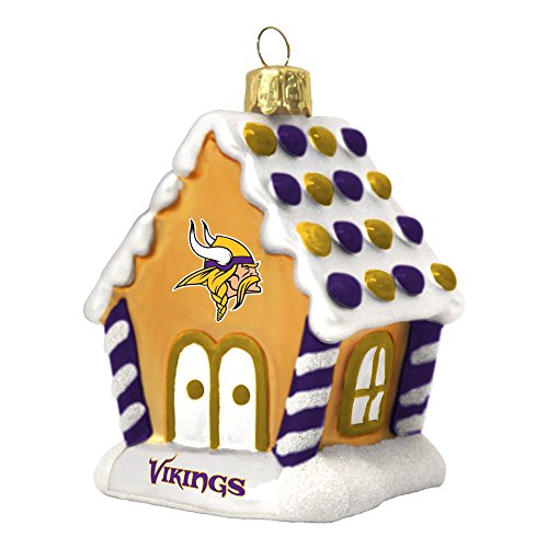 Minnesota Vikings 3.5″ Blown Glass Gingerbread House Ornament