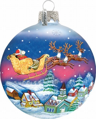 G.DeBrekht Santa on Sleigh Sky Ball Ornament