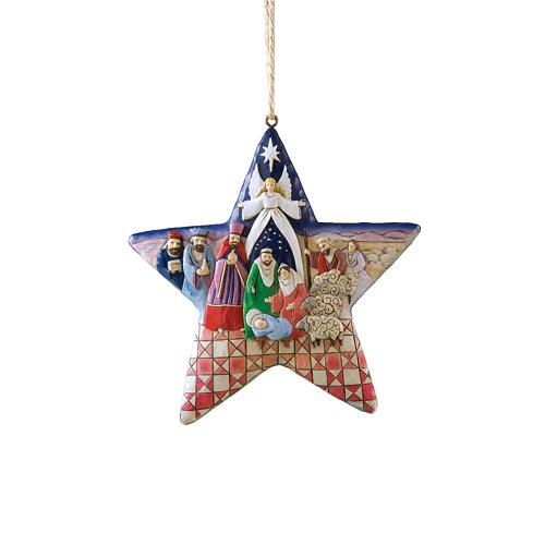 Jim Shore Heartwood Creek Nativity Star Hanging Ornament, 4-3/4 Inches