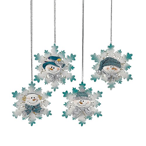 12 Resin Glitter Snowman Snowflake Christmas Ornaments/Holiday Decortions/Trim-A-Tree