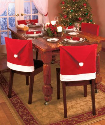 Santa Claus Clause Hat Chair Covers Set of 4 Decor Christmas Holiday Festive Brand New