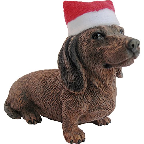 Sandicast Red Dachshund with Santa Hat Christmas Ornament