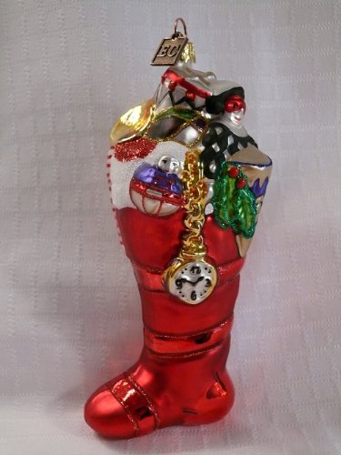 Eric Cortina Christmas Stocking Glass Ornament – Made in Poland – 5.5″h.