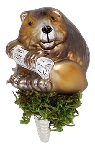 Inge-Glas Beaver on Clip Christmas Ornament