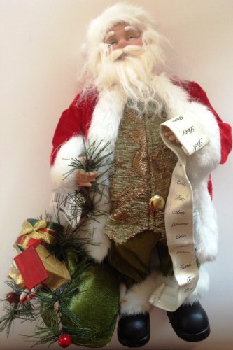 12″ tall Christmas list and bag of presents Santa Doll or Ornament by Santa’s Workshop Christmas Ornament