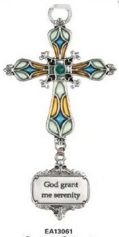 Ganz God Grant Me Serenity Stained Glass Cross Ornament Size: 3 1/2 inches