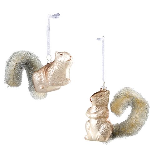 Sage & Co. XAO13892GY Squirrel Ornament with Sisal Tail Assortment, 6.5-Inch