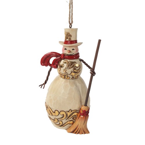 Enesco Jim Shore Heartwood Creek Snowman Ornament, 4.75-Inch, Ivory and Gold